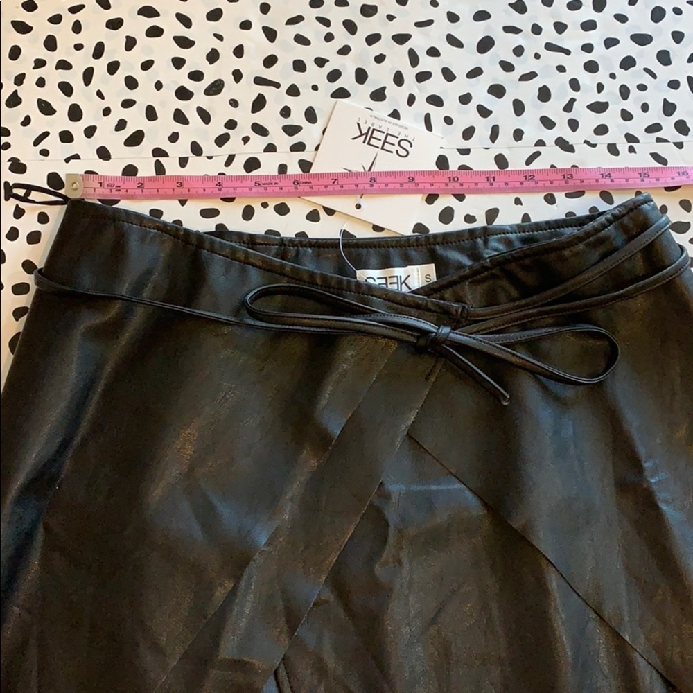 Seek the Label Black Faux Leather Mini Skirt Tie Waist Goth – Size S - Picture 6 of 9